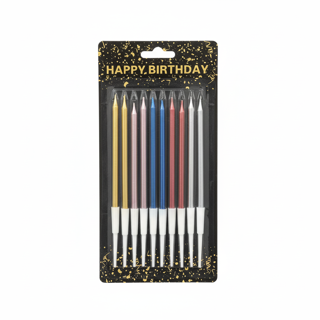 Happy Birthday Assorted Metallic Candles