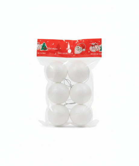 Christmas Decorations - Glitter White Ornaments