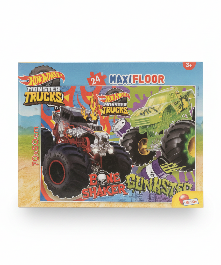 Hot Wheels Monster Trucks 24 MaxiFloor Puzzle featuring Bone Shaker & Gunkster