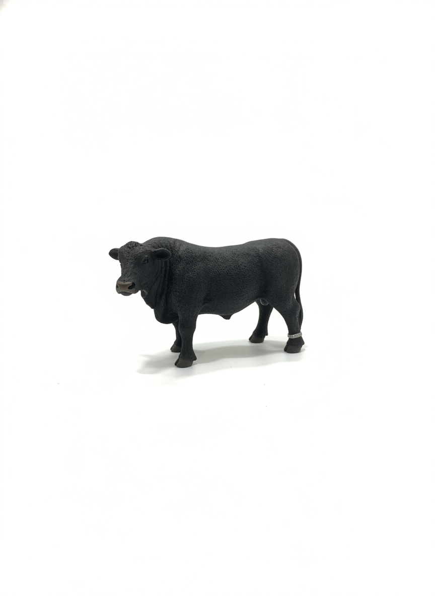 Realistic Black Bull Toy Figure