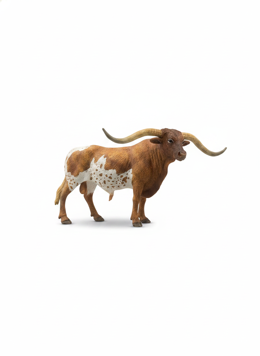 Realistic Texas Longhorn Bull Toy Figure