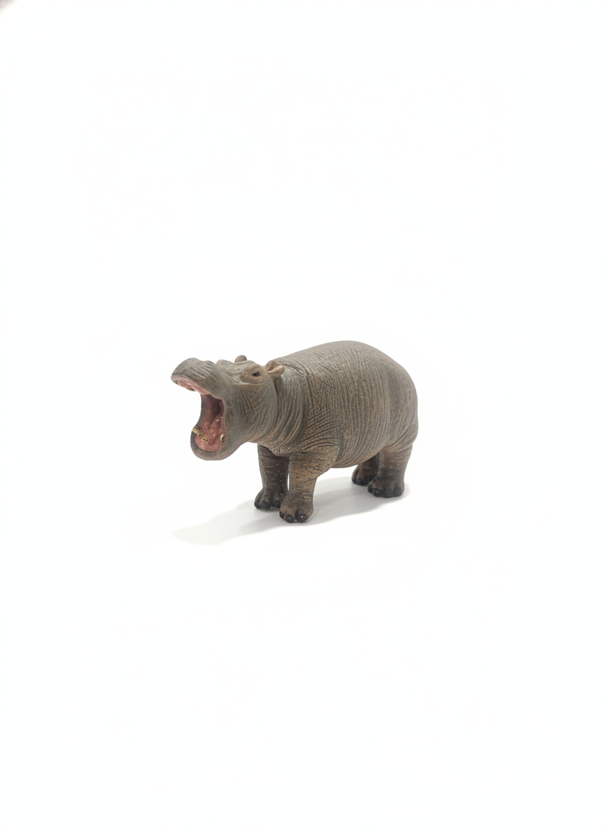 Realistic Miniature Hippopotamus Figurine