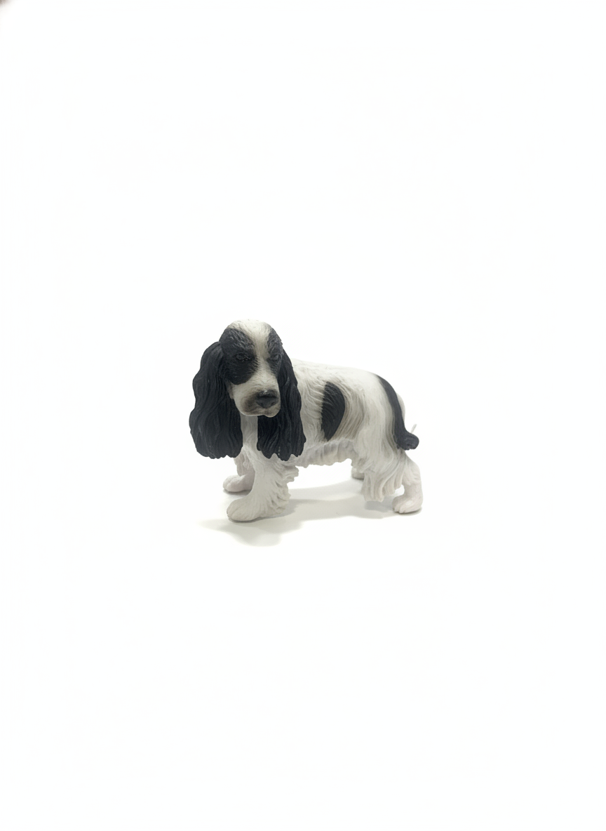 Realistic Black & White Cocker Spaniel Figurine
