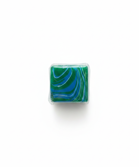 Green & Blue Marbled Swirl Sensory squishy Block