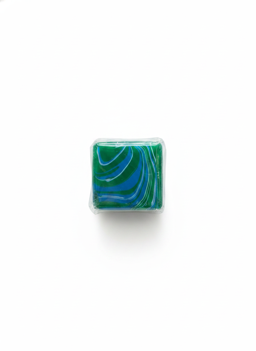 Green & Blue Marbled Swirl Sensory squishy Block