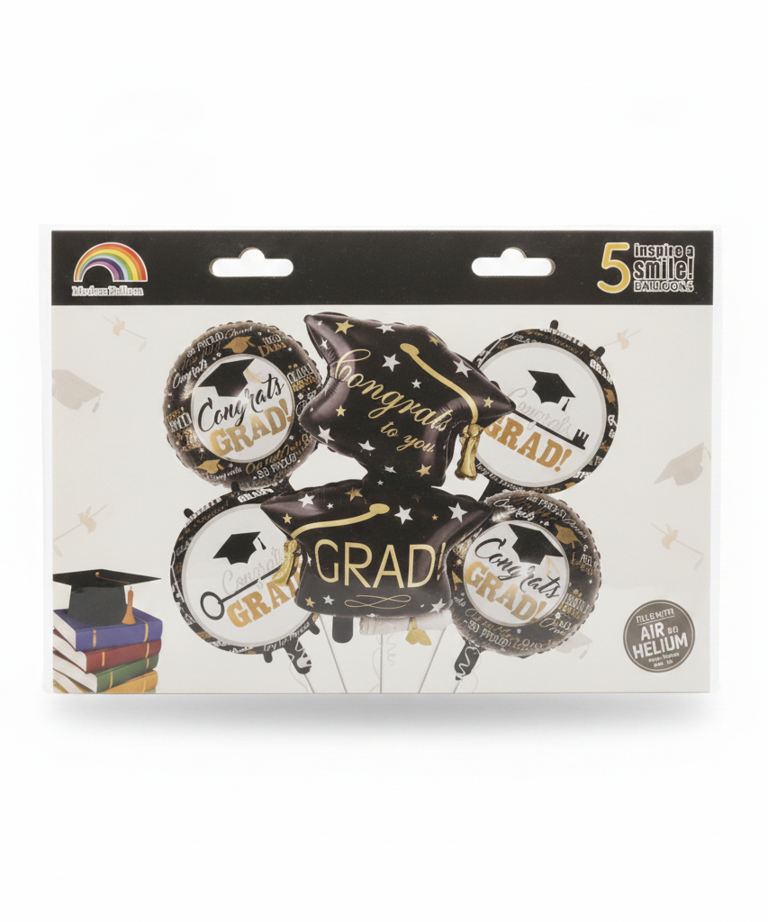 Mcolour Balloon 5-Pack Congrats Grad! Foil Balloons