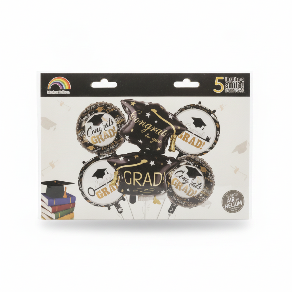 Mcolour Balloon 5-Pack Congrats Grad! Foil Balloons