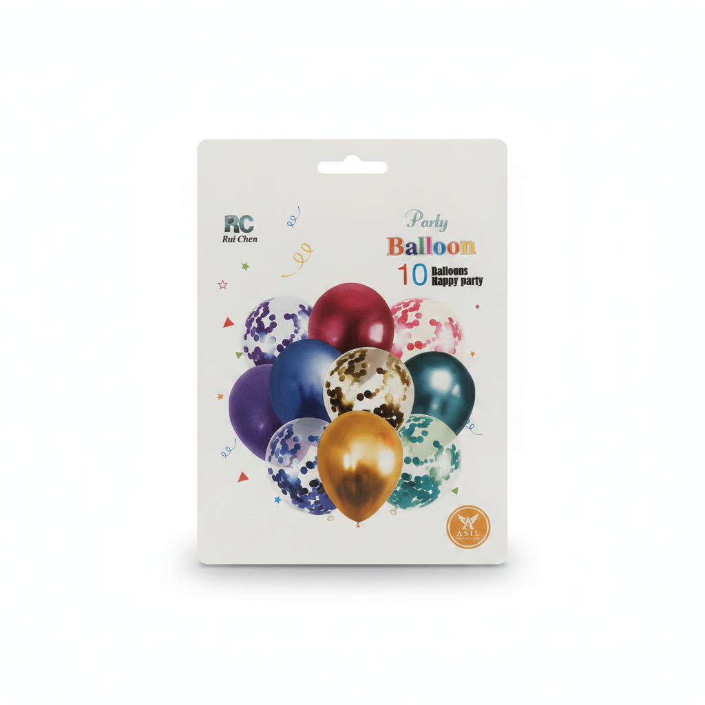RC Rui Chen Party Balloons - 10 Count Happy Party Mix