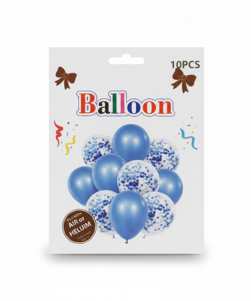 10PCS Blue & Confetti Balloon Set
