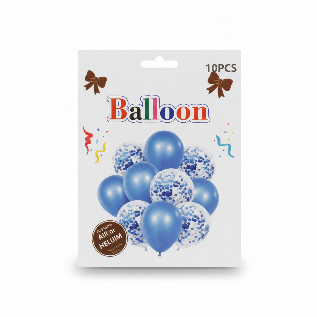 10PCS Blue & Confetti Balloon Set