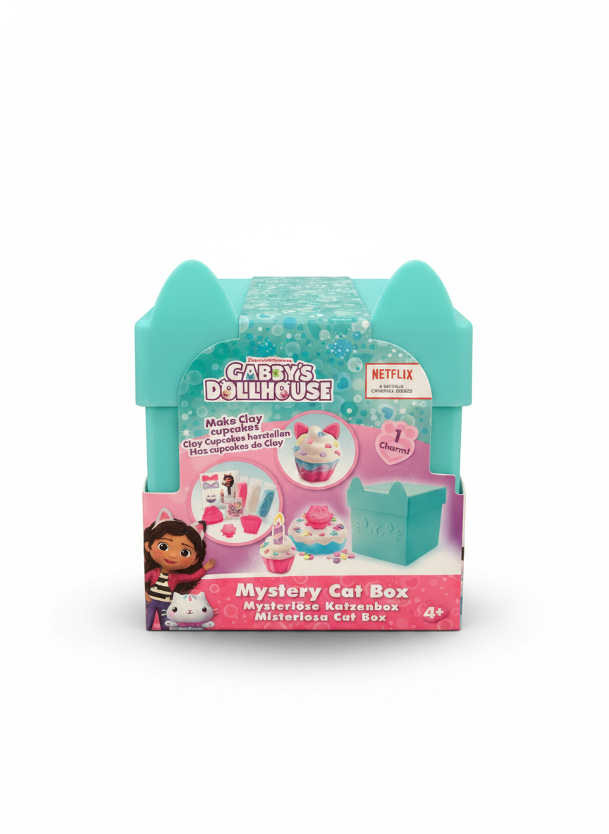 DreamWorks Gabby's Dollhouse Make Clay Cupcakes Mystery Cat Box