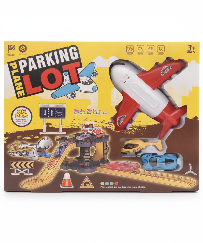 Plane Parking Lot Racing Car Playset