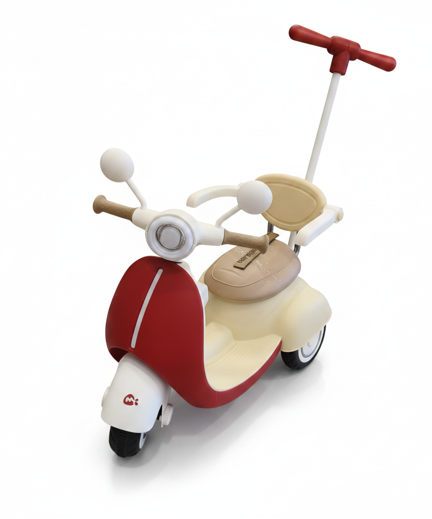 Toddler Retro Ride-On Scooter with Push Handle