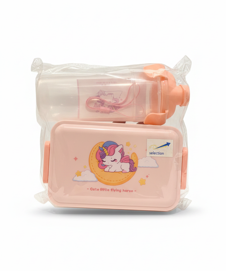Cute Little Flying Horse Unicorn Lunchbox & Water Bottle Set
