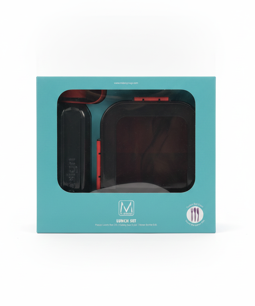 M-Design Lunch Set with Fresco Lunch Box, Cutlery, and Water Bottle