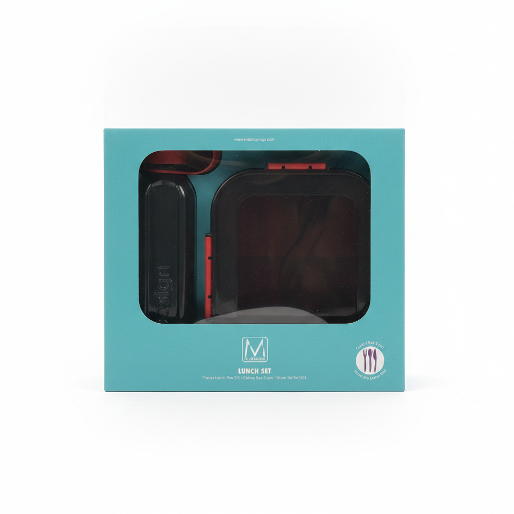 M-Design Lunch Set with Fresco Lunch Box, Cutlery, and Water Bottle