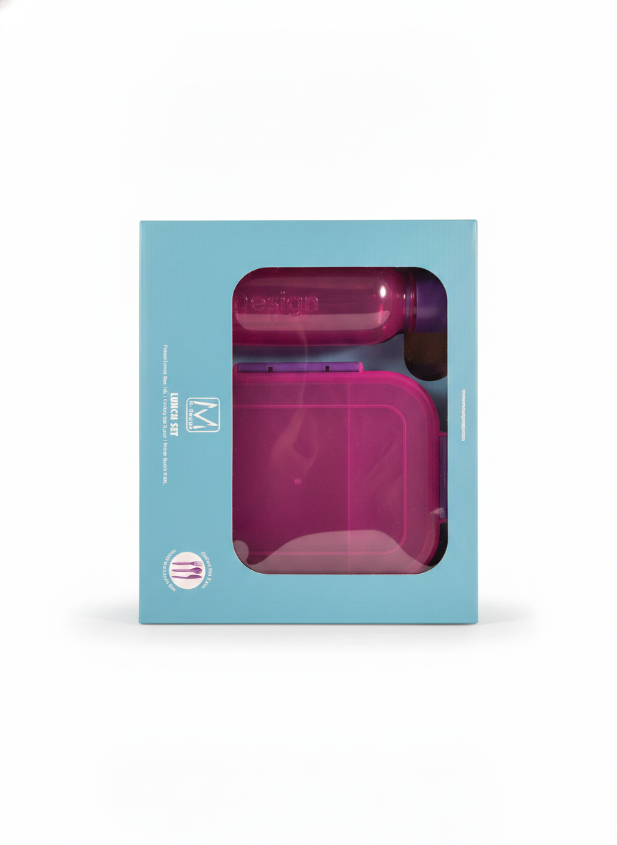 M-Design Fresco Lunch Set with 1.6L Lunch Box, 3-Piece Cutlery Set, and 0.65L Water Bottle