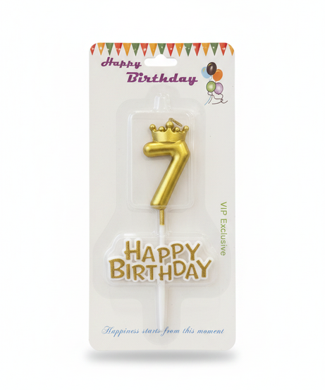 Happy Birthday Number 7 Crown Candle & Topper Set