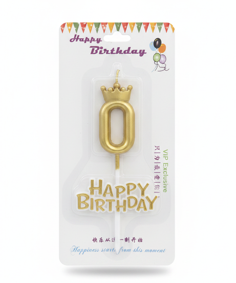 Happy Birthday Crown Number 0 Candle