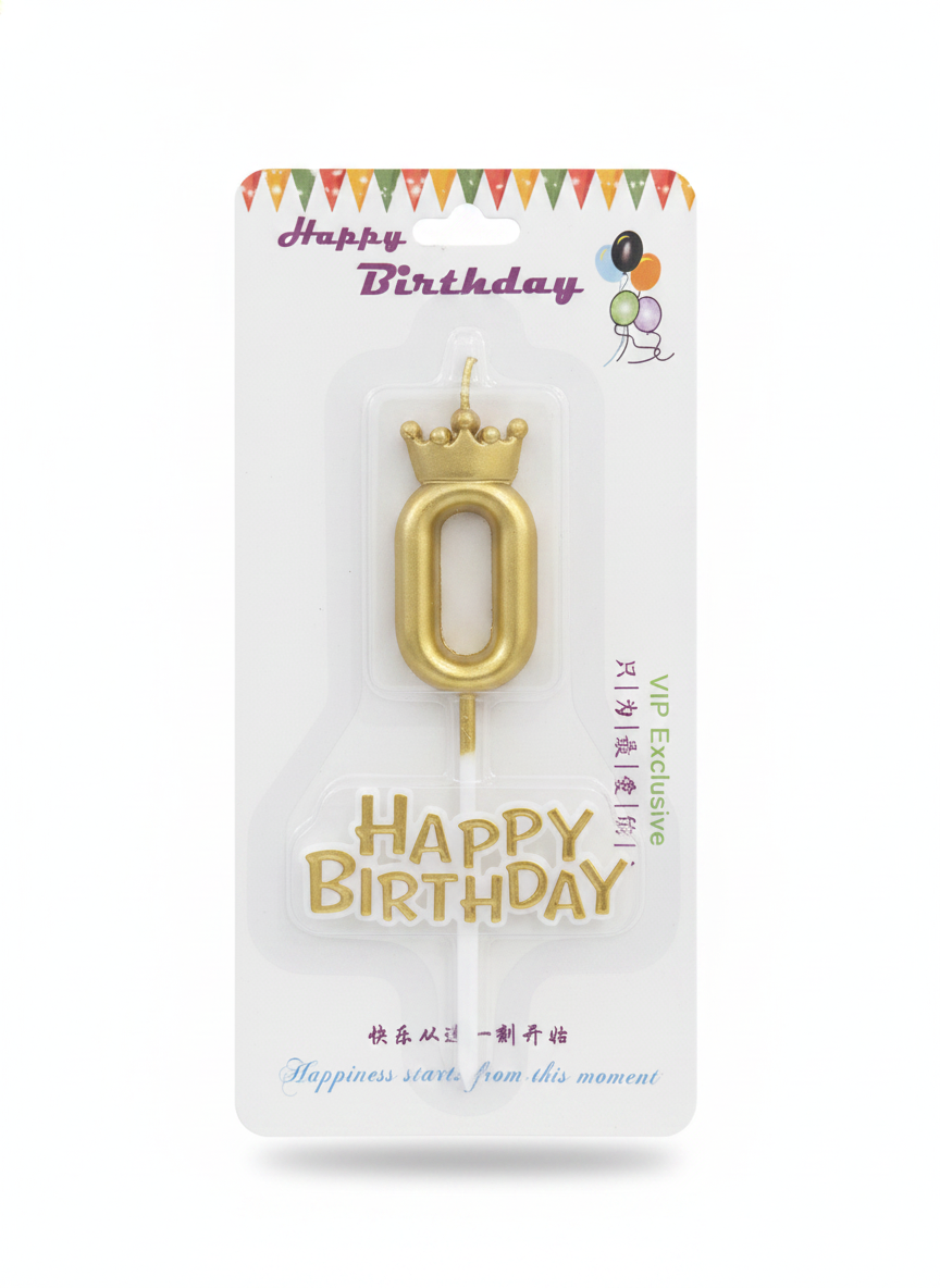 Happy Birthday Crown Number 0 Candle