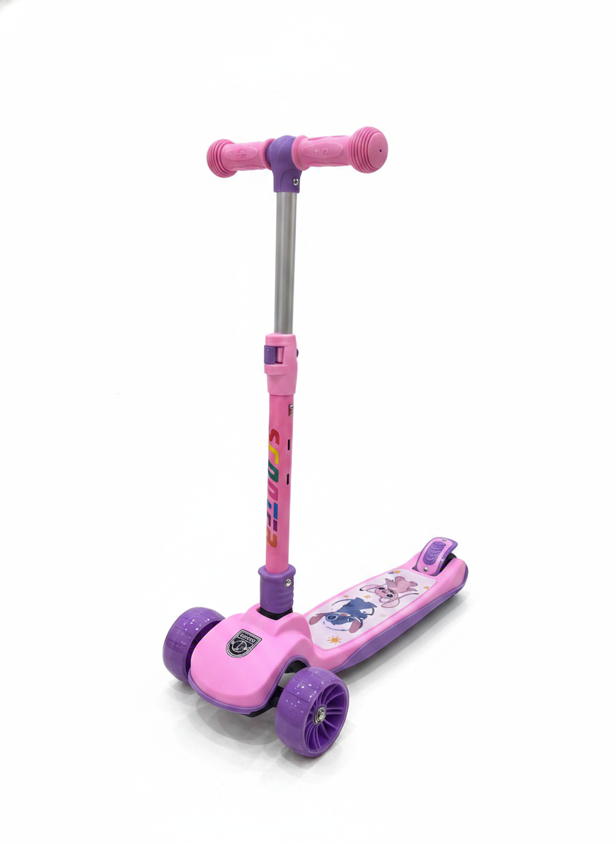 Pink 3-Wheel Scooter with Stitch Design