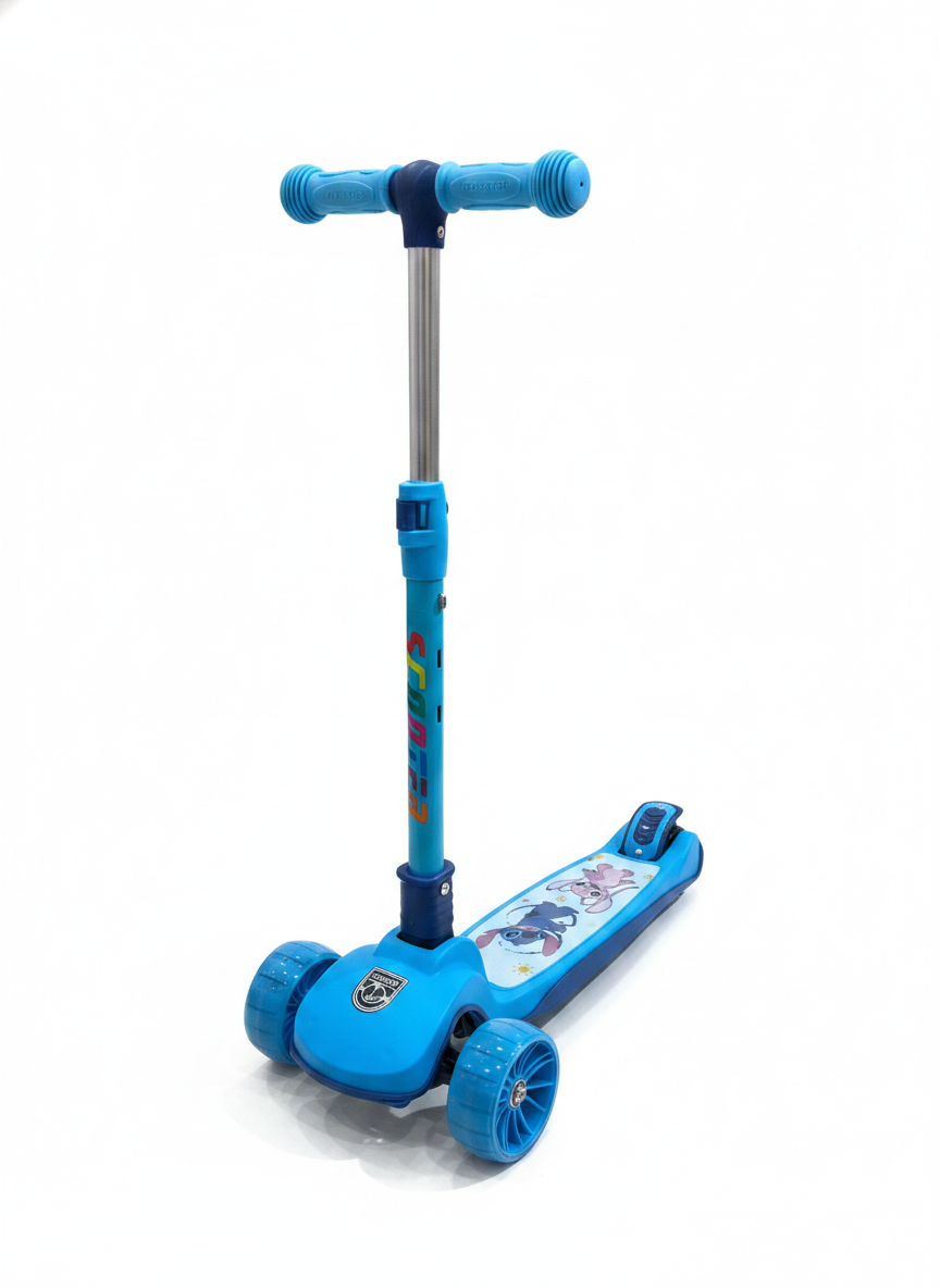 Children's Blue 3-Wheel Scooter with Character Graphics