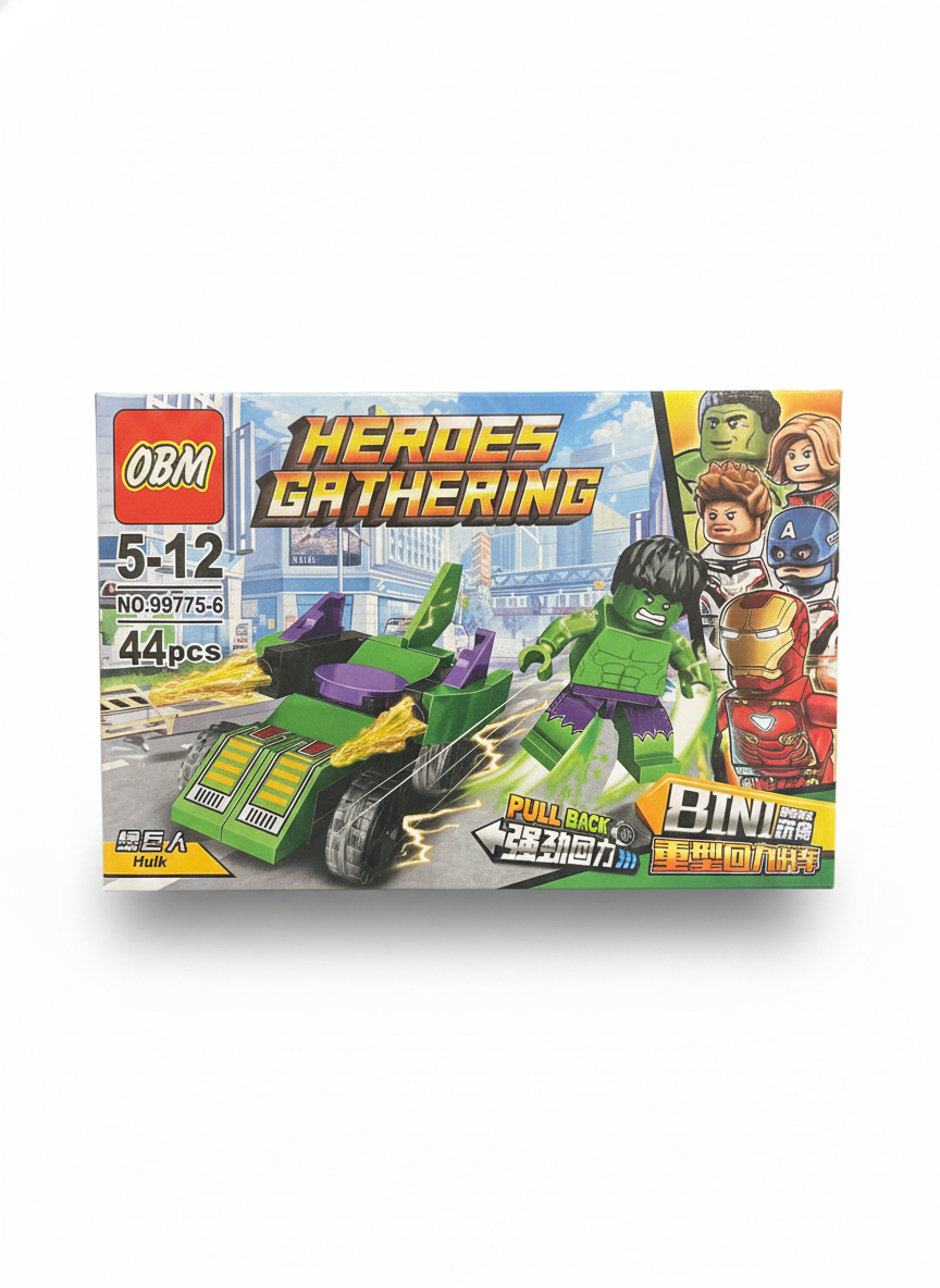 OBM Heroes Gathering Hulk Pull Back Vehicle Building Blocks (44pcs)