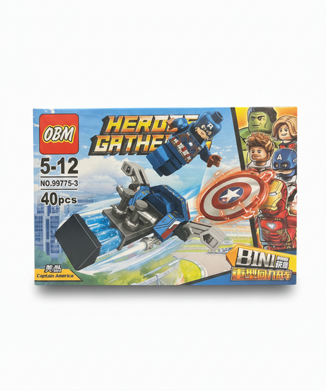 OBM Heroes Gather Captain America Heavy Duty Pullback Chariot Building Set