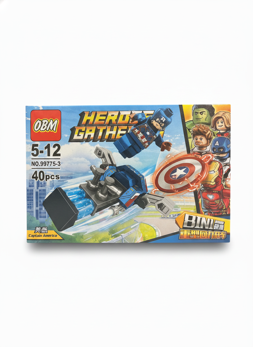 OBM Heroes Gather Captain America Heavy Duty Pullback Chariot Building Set