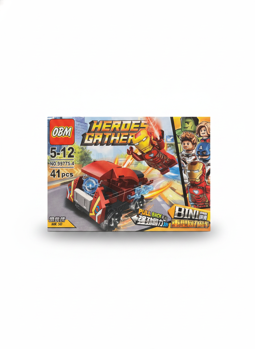 OBM Heroes Gather Iron Man MK 50 Pull Back Building Block Set