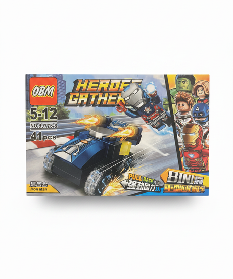 OBM Heroes Gather Iron Man Pull Back Vehicle Building Blocks