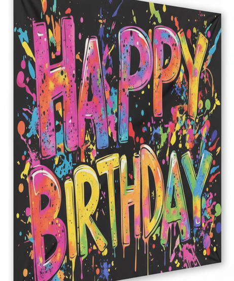 Party Banner 1pc, Vibrant Graffiti Happy Birthday Background Decoration Background Photo Props size (180cm*230)