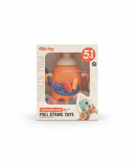 Bibi-inn Cute Baby Bottle Shape 5-in-1 Pull String Toys
