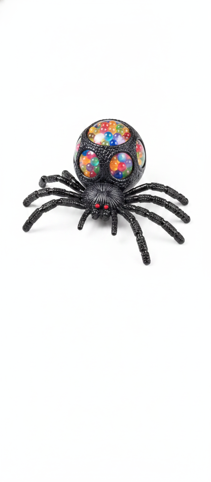 Halloween Realistic Black Spider Squishy Toy, Grape Ball Squeeze Fidget Toy