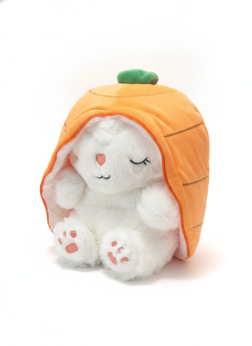 Sleepy Bunny in Carrot Pouch Plush Toy
