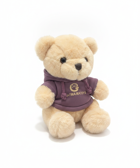 Plush Teddy Bear in Purple Hoodie