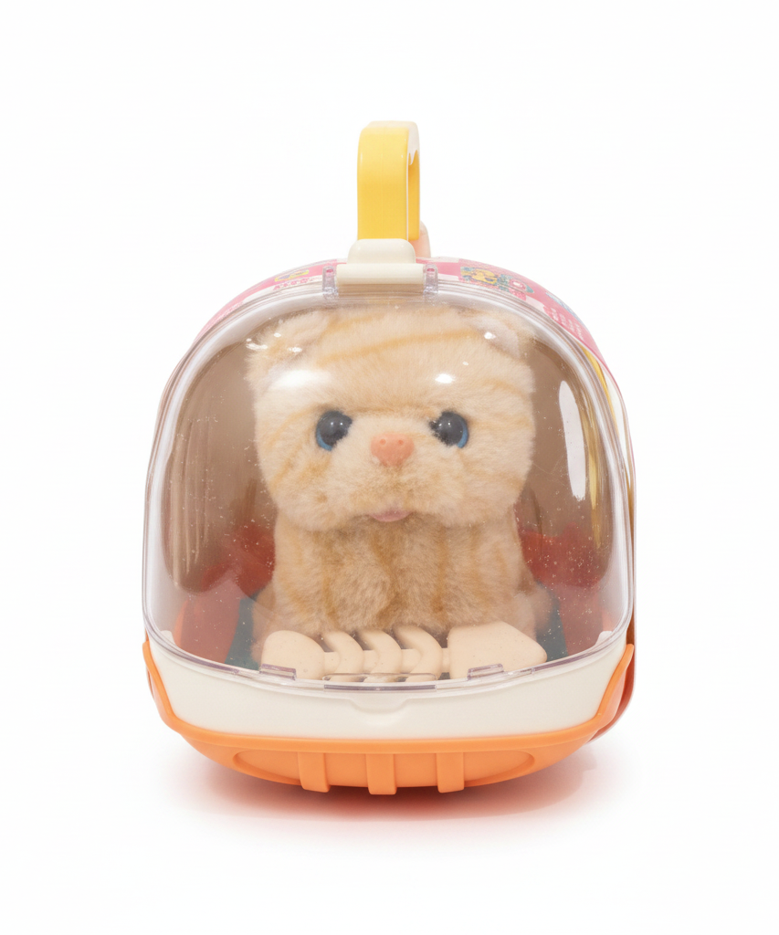 Plush Cat in Portable Carrier Toy