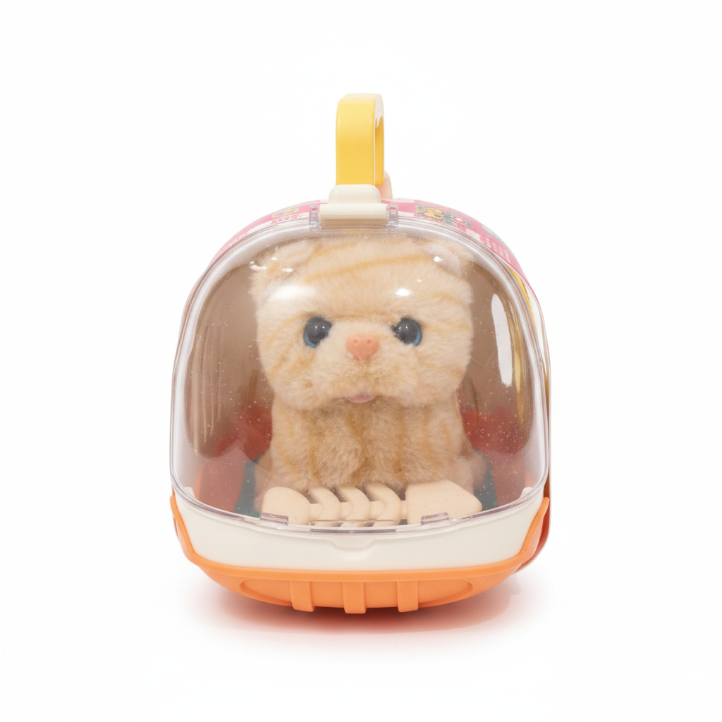 Plush Cat in Portable Carrier Toy