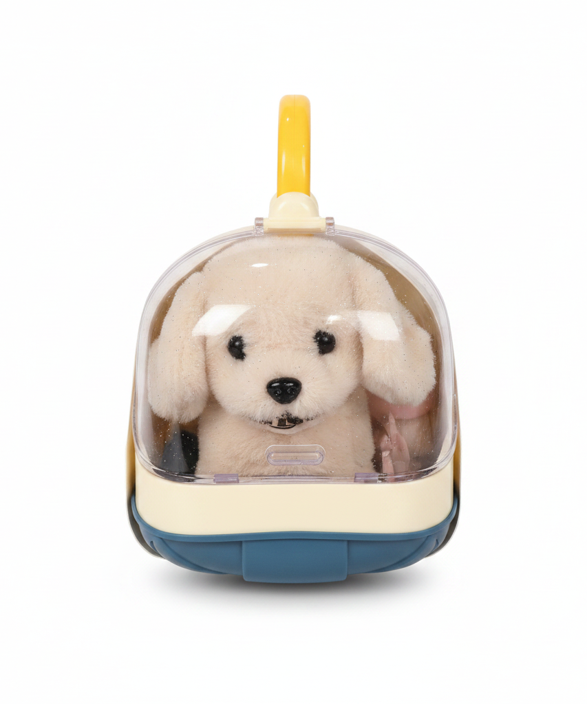 Sparkle Puppy Plush in Portable Pet Carrier
