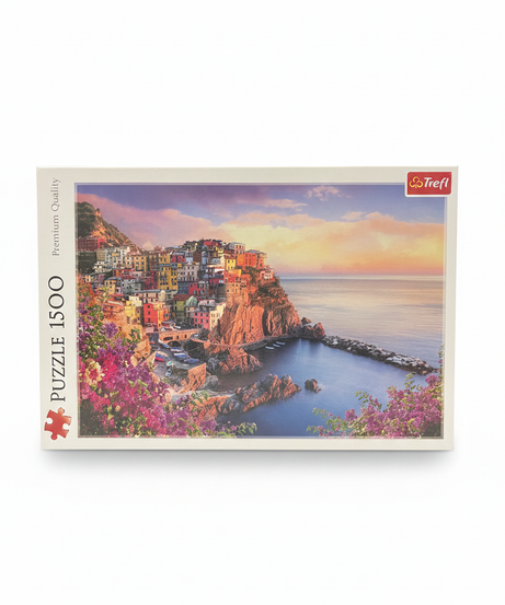 Trefl Premium Quality Puzzle 1500: Vibrant Coastal Town Sunset