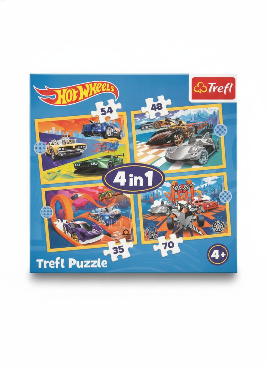 Hot Wheels Trefl 4-in-1 Puzzle Set