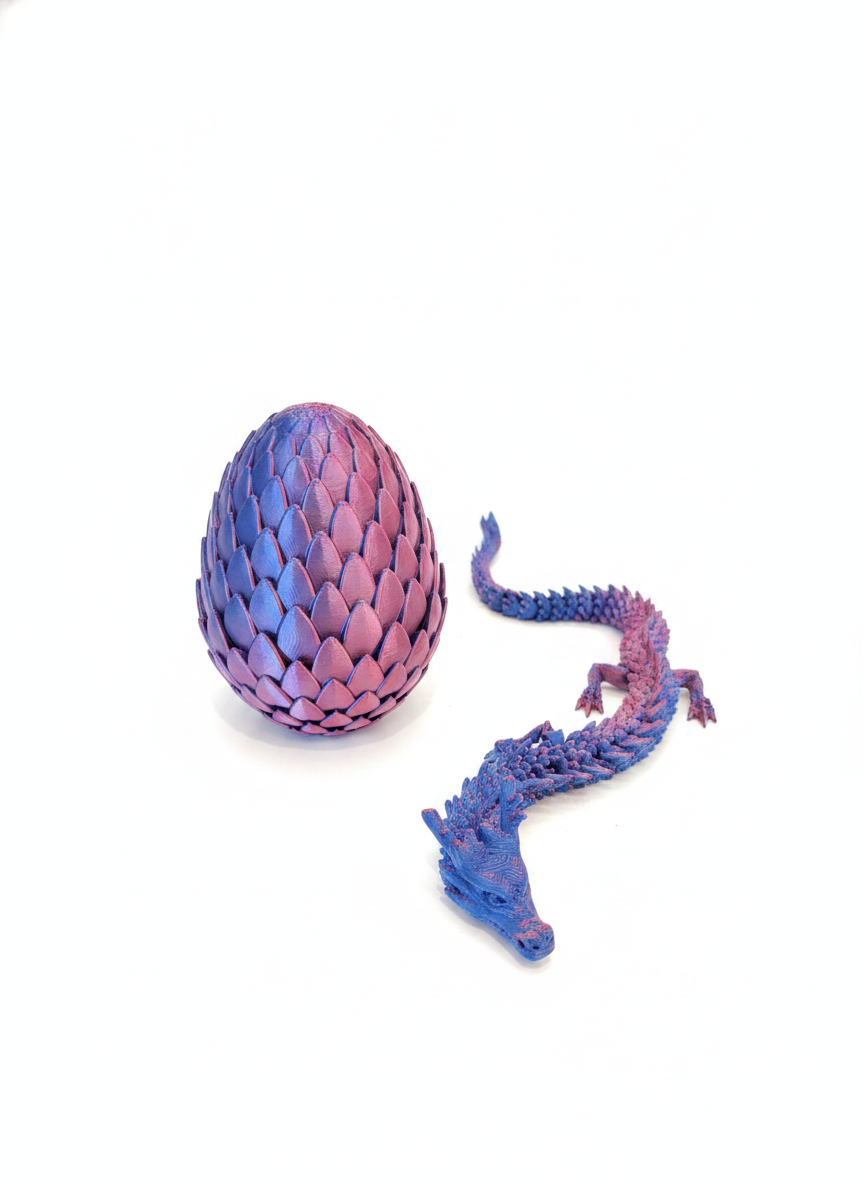 Iridescent Articulated Dragon and Scaled Egg Set