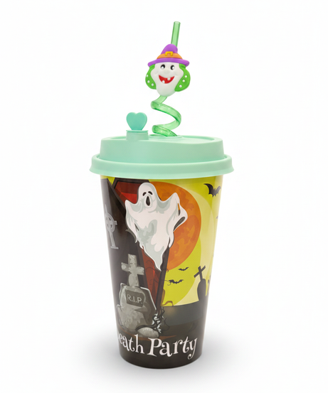 Halloween 'Death Party' Reusable Cup with Witch Straw