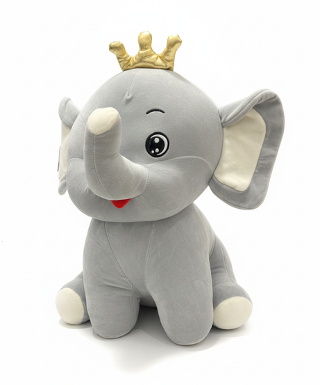 Royal Elephant Plush Toy with Golden Crown (40 cm)