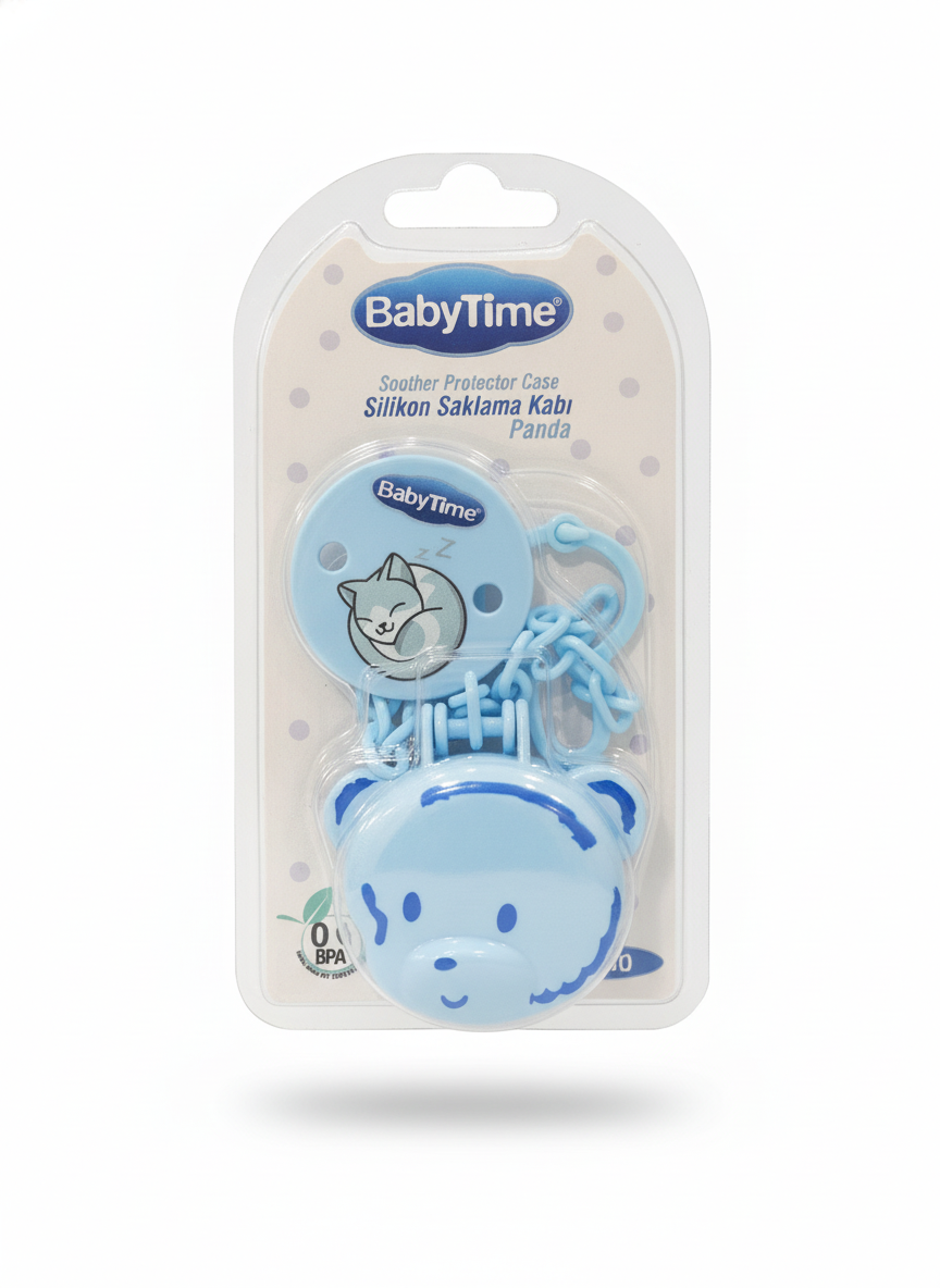 BabyTime Panda Soother Protector Case with Pacifier Clip