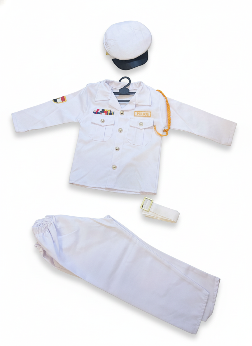 Children's Deluxe Police Officer Costume Play Set (White)