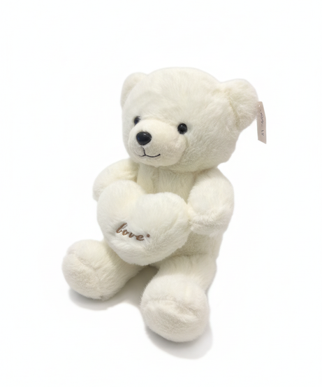 White Plush Teddy Bear with 'Love' Heart