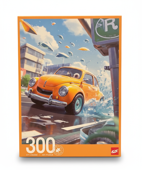 Whimsical Orange Beetle Water Splash Art Puzzle