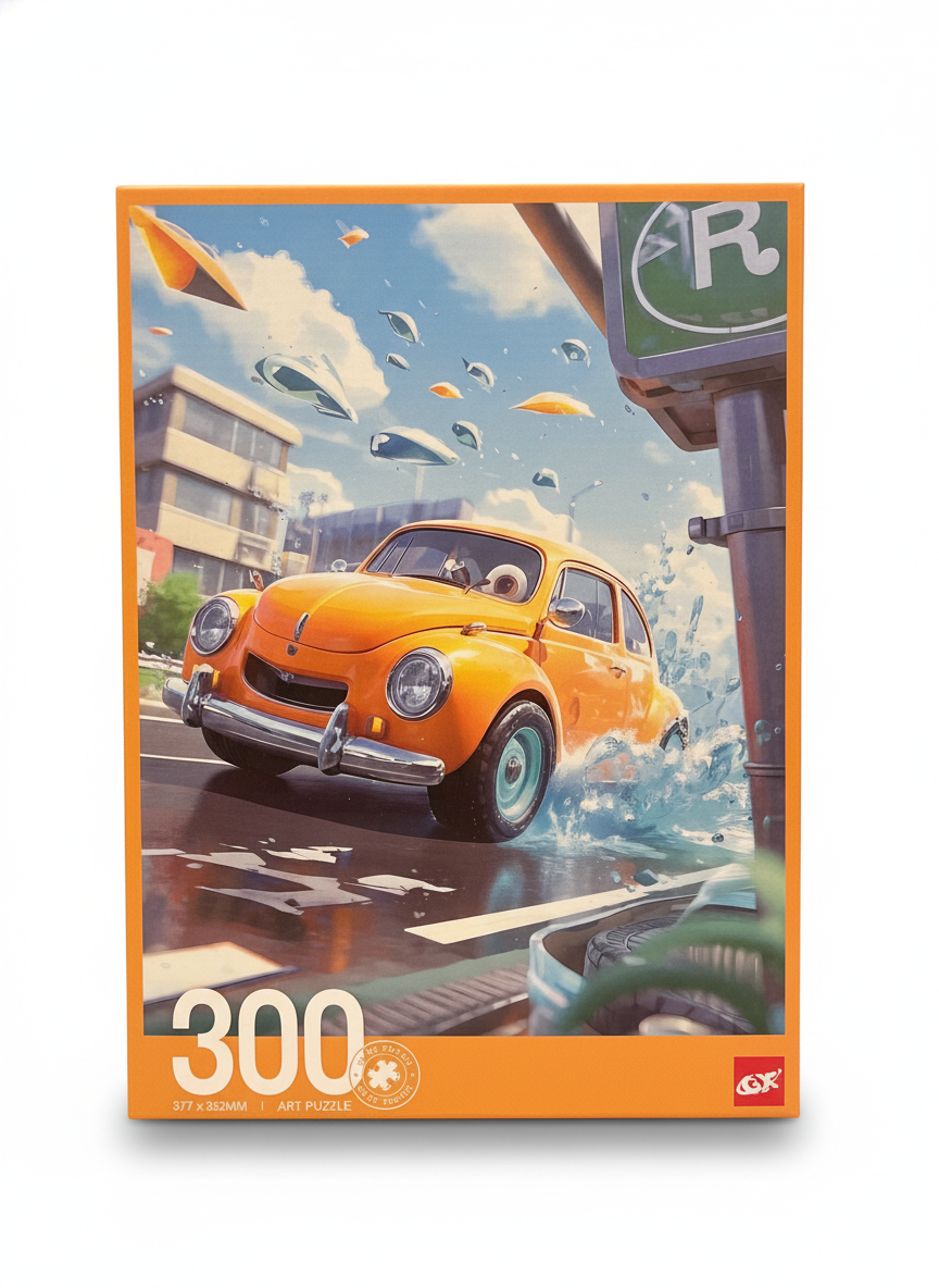 Whimsical Orange Beetle Water Splash Art Puzzle