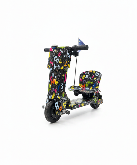 Electric 3-Wheel Drift Scooter with Vibrant Graffiti Art